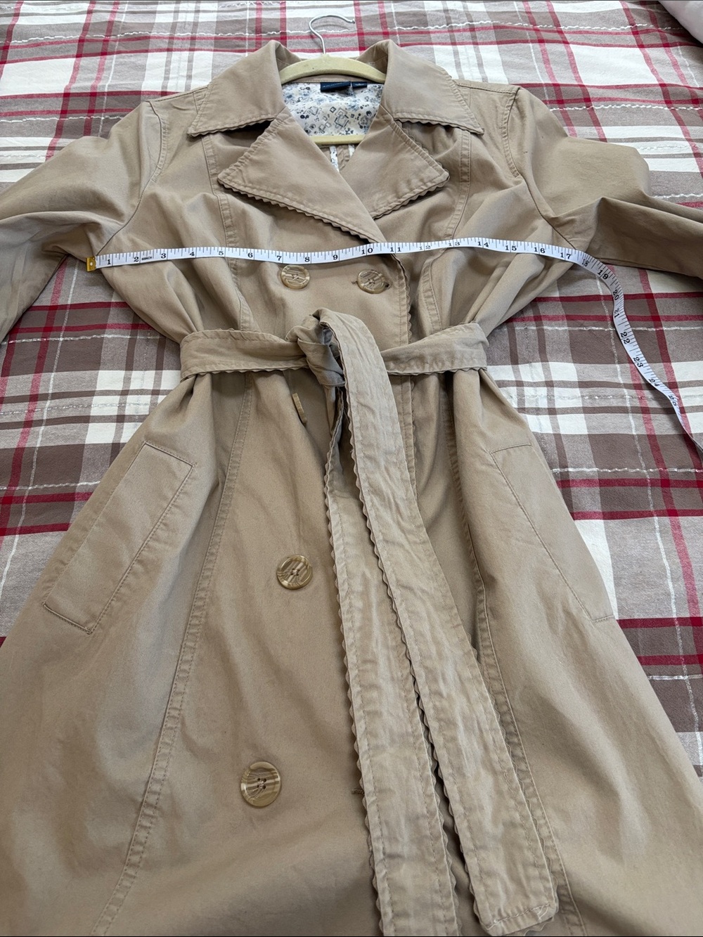 Sonoma Neutral Tan Double-Breasted Trench Coat with Belt - Picture 4 of 7